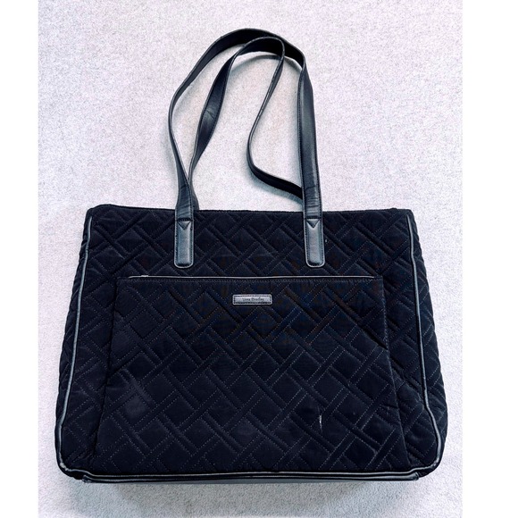 Vera Bradley Handbags - Vera Bradley Black Quilted‎ Tote Bag Large Travel Work Laptop Shoulder Purse